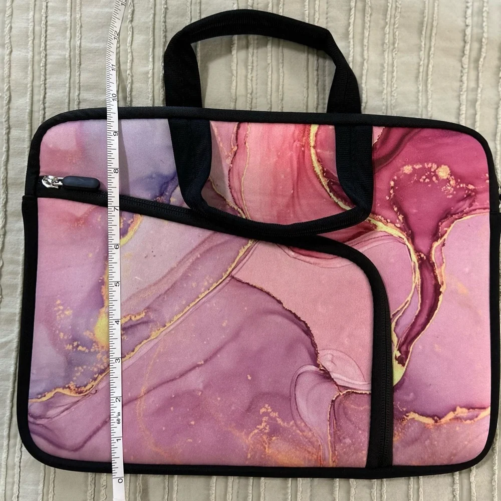 Pink and Gold Marble Laptop Bag